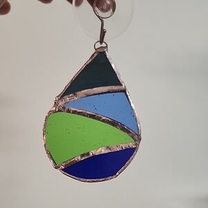 Colorful Teardrop Stained Glass Ornament